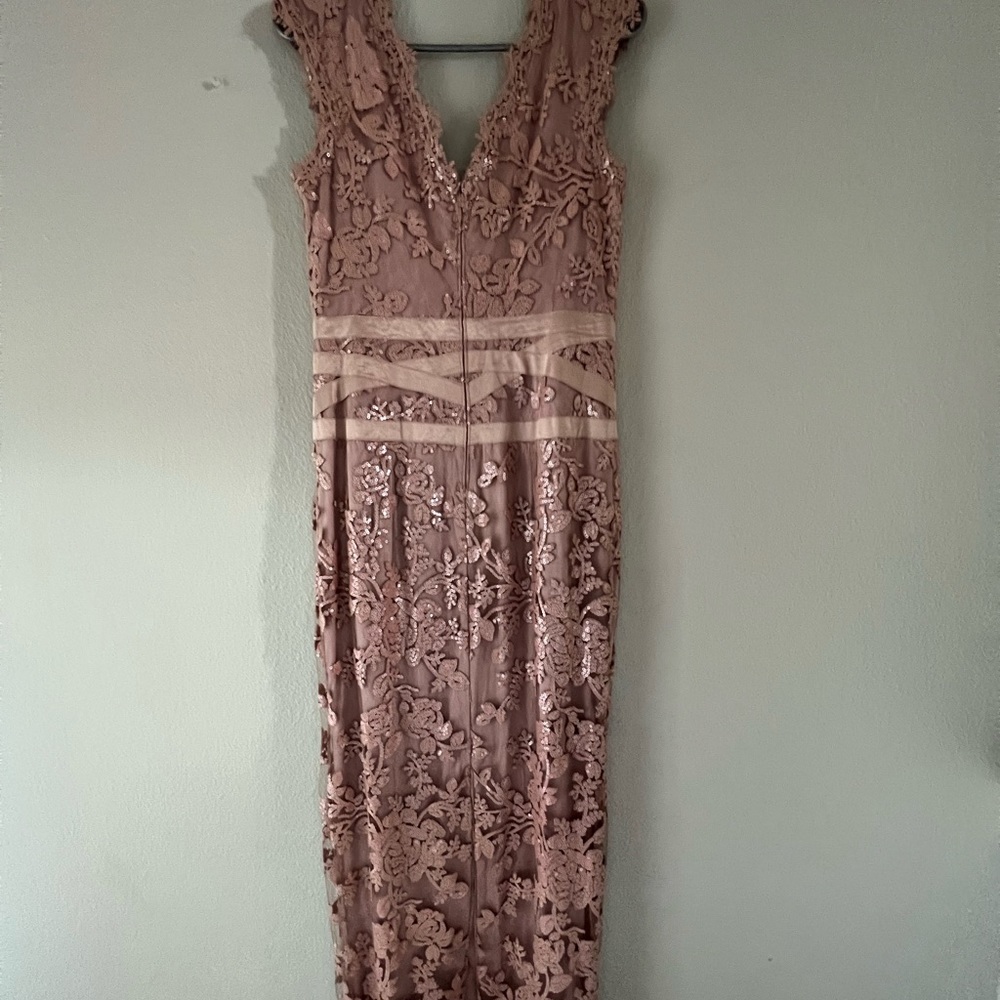 Tadashi Shoji Pink Sequin Lace Gown